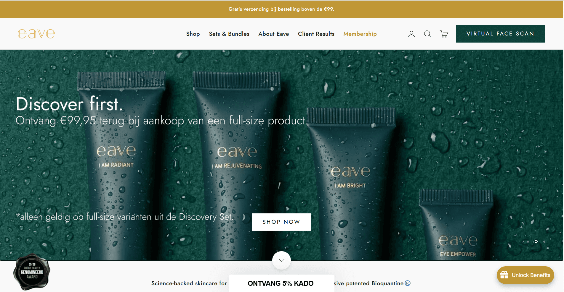 Eave Cosmetics skincare website